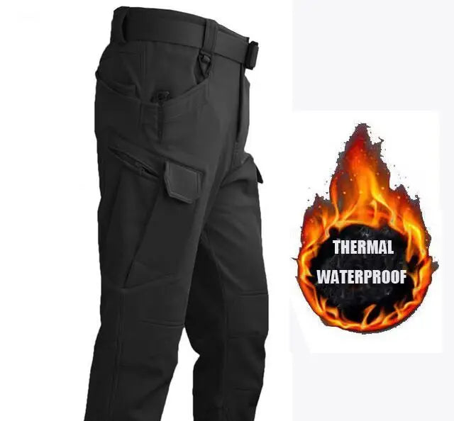 Men Winter Waterproof Climbing SkiingTrekking Fleece Fishing Tactical Sharkskin Cargo Pants Jackets Camping Hiking Trousers