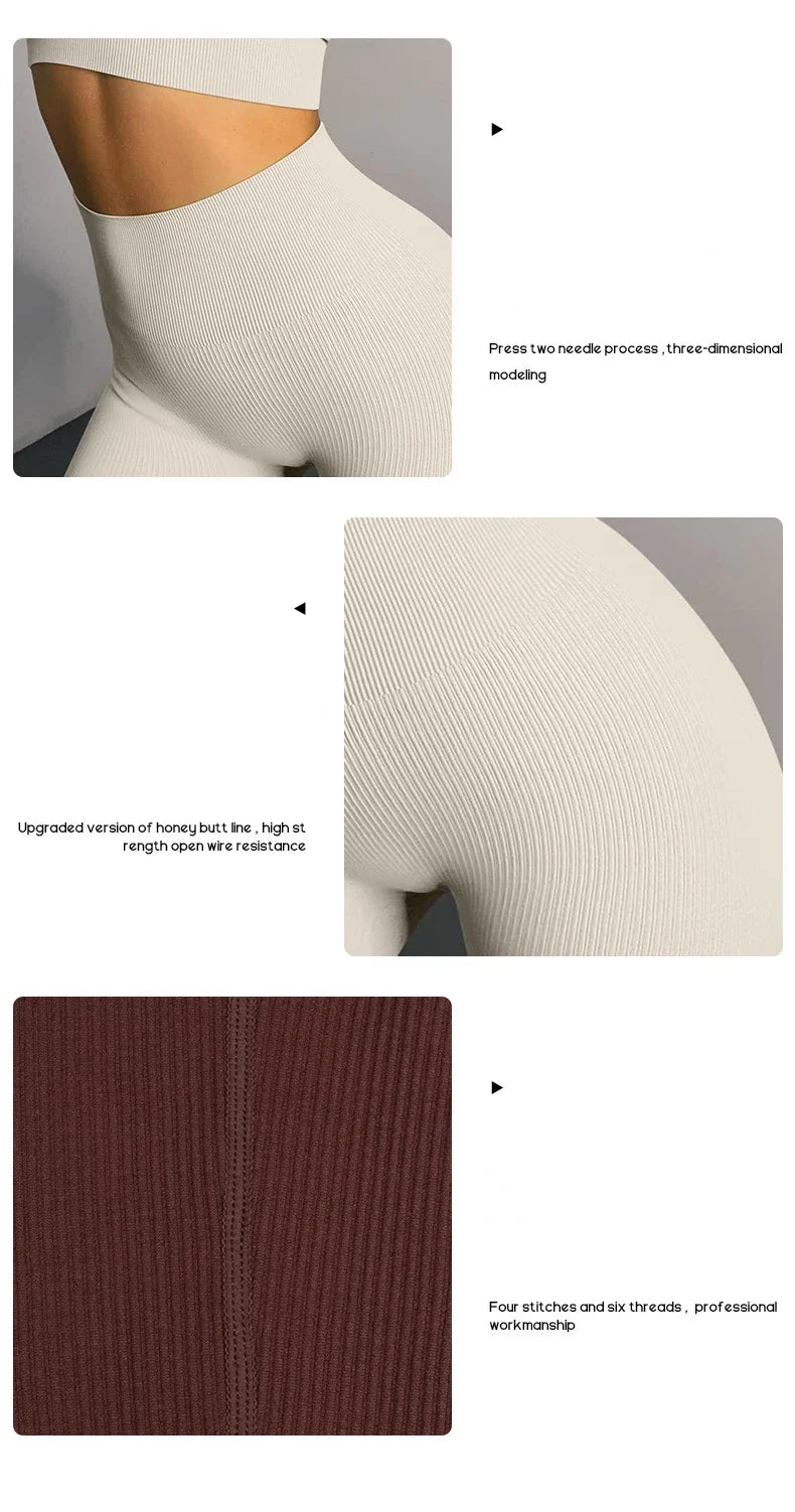 Seamless Knit Yoga Leggings Women Thread Solid Tights Gym Workout Running Stretchy High Waist Hip Liftting Skinny Gym Leggings