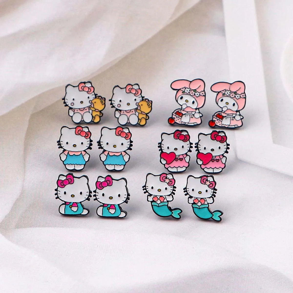 Cute Cartoon Kitty Earrings For Young Girl Stud Earring Trendy Stainless Steel Earrings Ear Piercing Fashion Jewelry Party Gifts