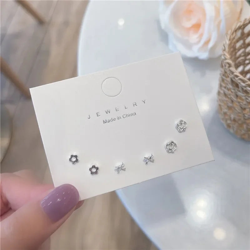 2024 Korean Fashion Exquisite Af Aweek Earrings Set 7 Pairs of Simple and Sweet  Earrings Set Combination of Week Jewelry Gifts