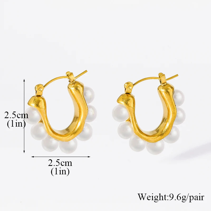 EILIECK 316L Stainless Steel Waterproof Gold Color Stud Earrings For Women Girl Fashion New Gift Ear Buckle Jewelry Bijoux