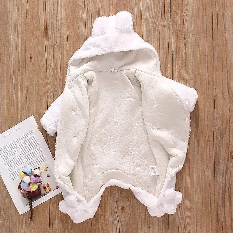 Autumn and Winter New Baby Plush Climbing Clothes Baby Warm and Thick Cartoon Dog Rabbit Cute Cotton Clothes for 0-2 Years