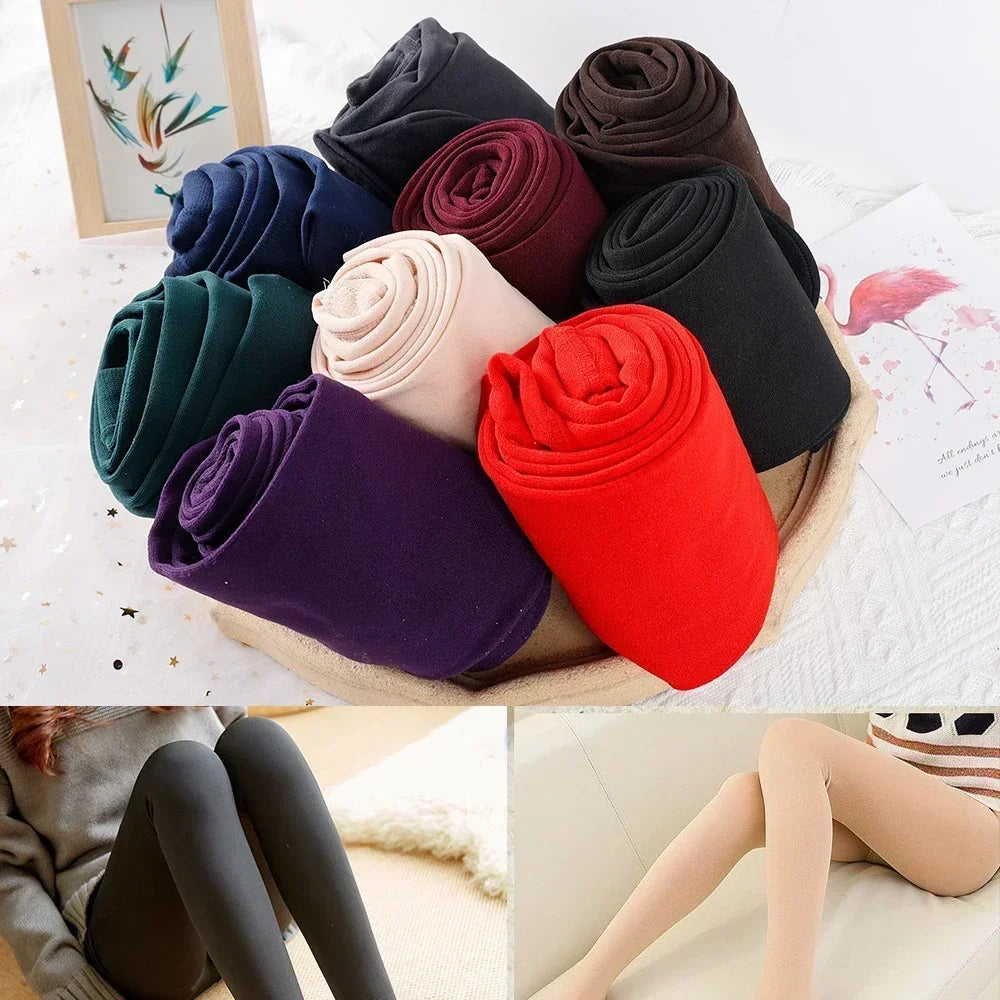 Winter Thermal Thicken Leggings Super Thick High Stretch Lambwool Stockings Fleece Lined Tights Sexy Fitness Woman Pants