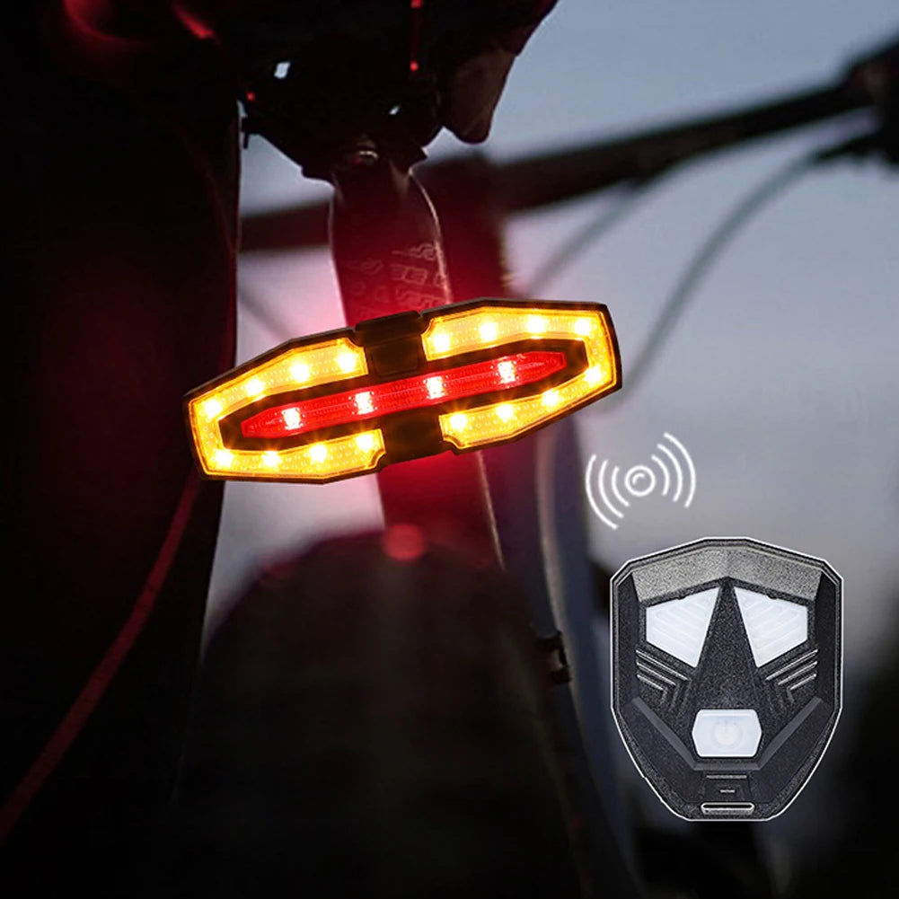 Rechargeable Bike Tail Light with Turn Signals Bicycle Rear Light Wireless Remote Control Warning Cycling Light for Night Riding