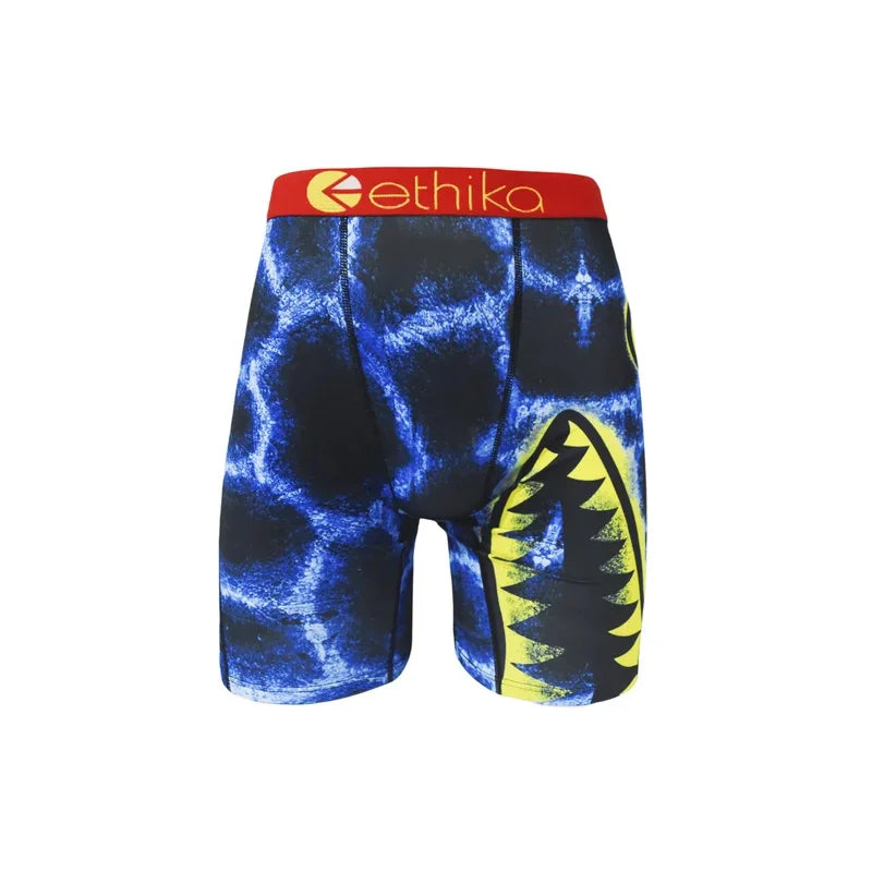 ETHIKA Men's Underwear Boxer Briefs Summer Surf Sexy 3D Printed Beach Swimwear Men Swim Panties Volleyball Sports Gym Shorts Man