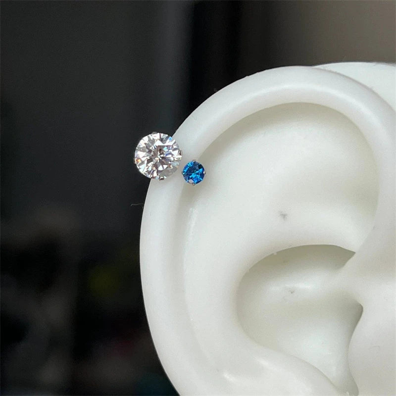 1pcs Shiny 1.2MM Colorful Zircon 316L Stainless Steel Annular Ear Bone Nail Fashion Delicate Earring for Women Y2K Punk Jewelry