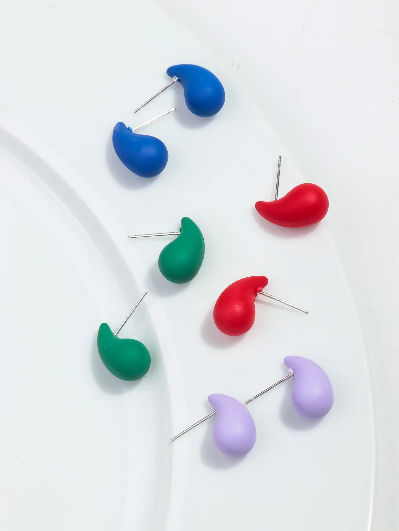 9Pairs/set Lovely Colorful Small Acrylic Waterdrop Earrings for Women Girls Water Star Square Round Earrings Trend Jewelry