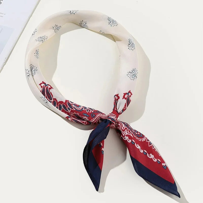 Flower Silk Square Scarf Women Satin Shawl Wrap Hijab Female Hair Band Wrist Luxury Headkerchief 70*70cm Echarpe 2024 Bandana