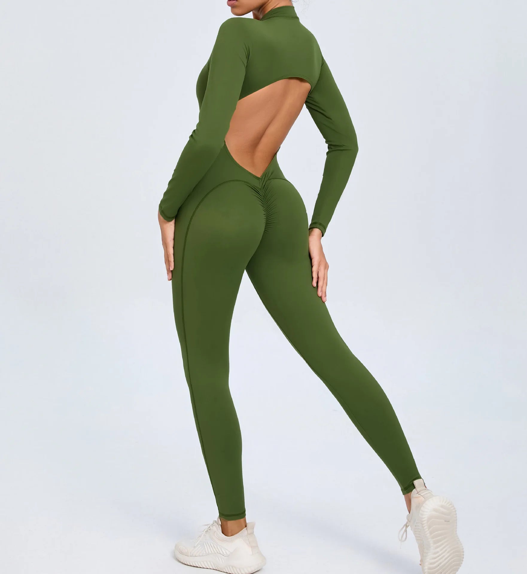 Fashion Hollow Backless Sport Jumpsuit Women's Tracksuit Long Sleeve Zipper Fitness Overalls One Piece Gym Set Workout Clothing