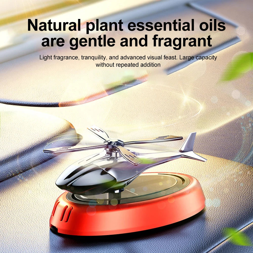 Solar Rotating Helicopter Aromatherapy Car Ornaments Car Air Freshener Alloy + ABS Wooden Aromatherapy Machine