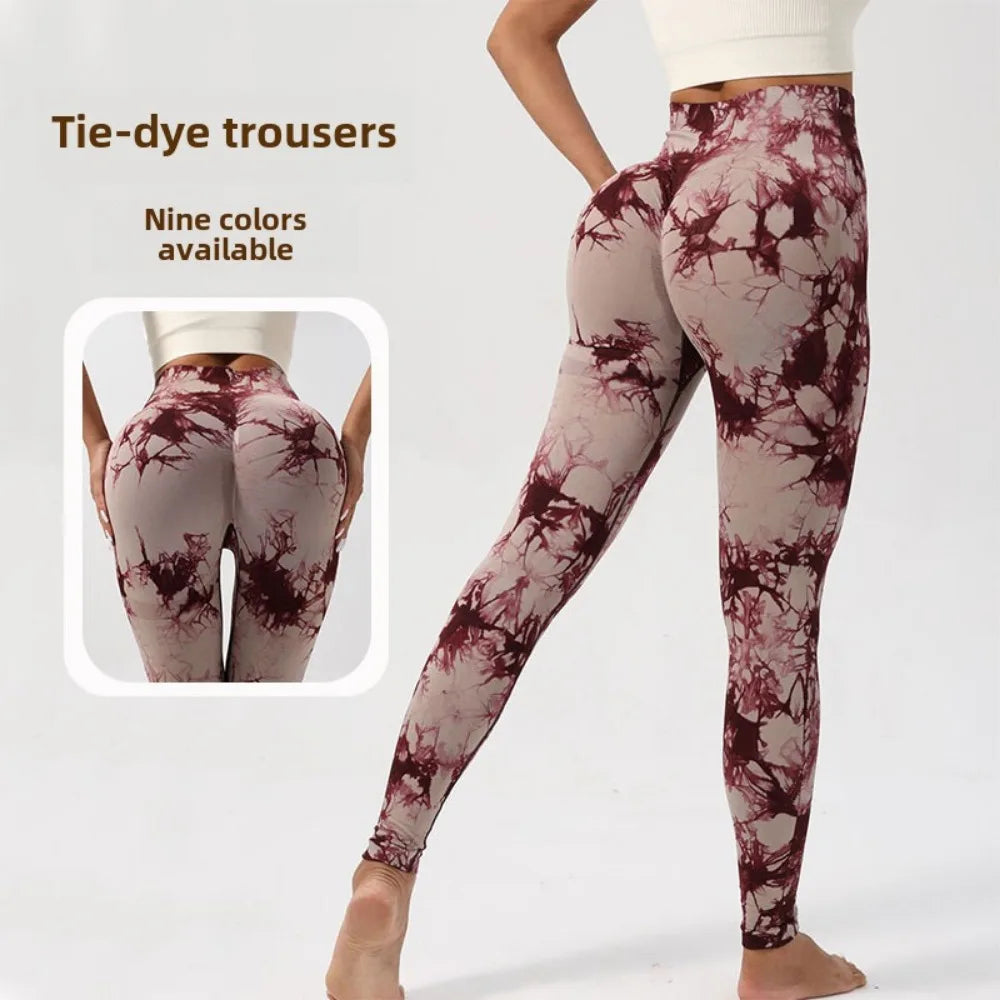 New Seamless Tie-dye Tight Sports Running High Waist Hip Lifting Peach Butt Yoga Pants for Women Women's Sets Clothing Lulu Pant