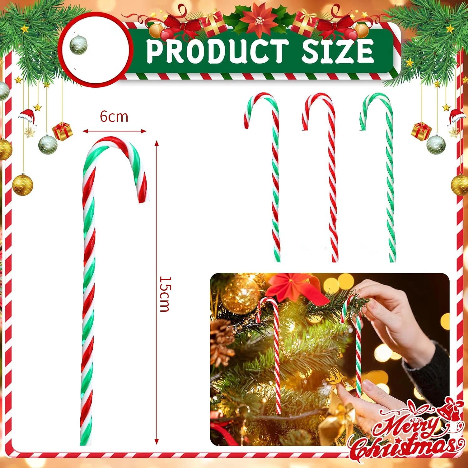 20/10/1pcs Christmas Acrylic Candy Canes Pendants Xmas Tree Hanging Twisted Crutch New Year Party Home Decoration Gifts