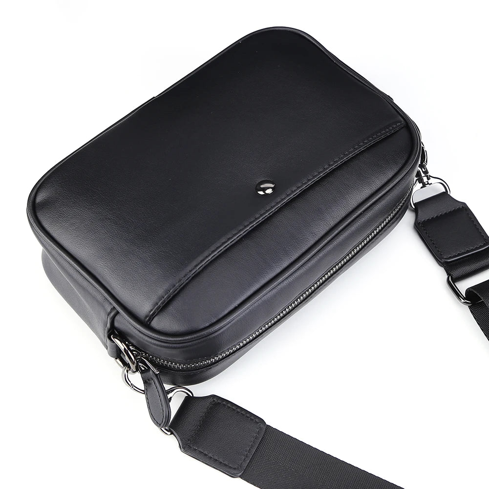 Casual Business Shoulder Bag for Men PU Leather Messenger Bag Wide Strap Crossbody Bags Square Plaid Designer Male Sling Bags