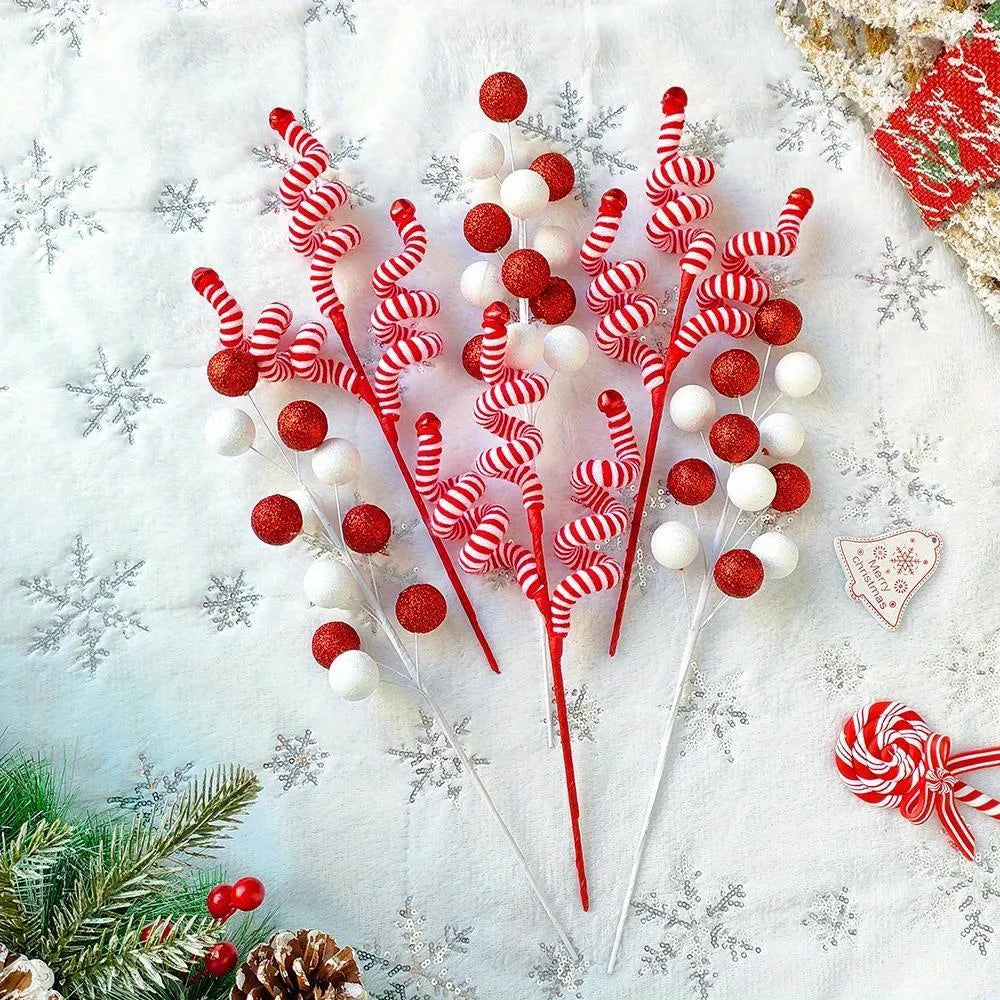 1/2/4 pcs Christmas Tree Candy Canes - Festive Wool Candy Roll Decoration for Christmas, New Year and Winter Holidays