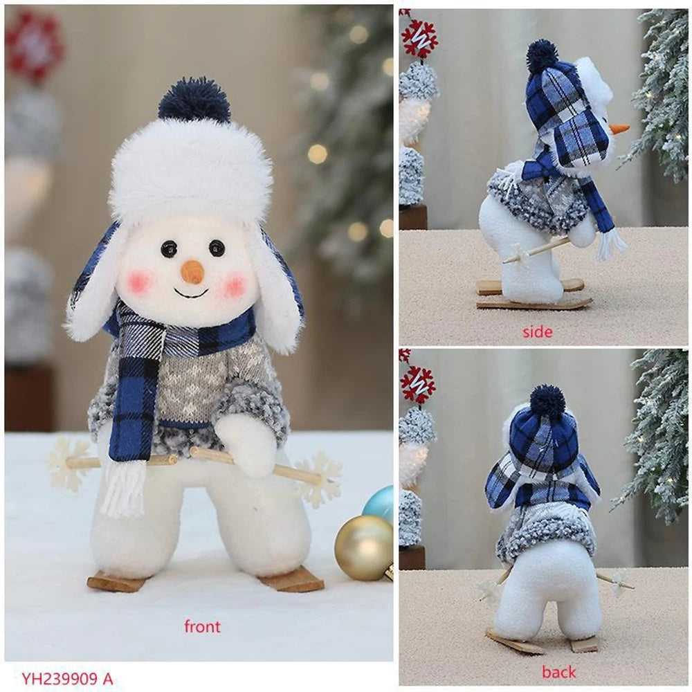 2024 New Christmas Snowman Doll Blue Cloth 20-33cm Cute Doll Christmas Gift Desktop Doll Decoration