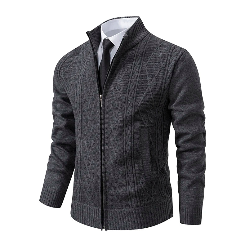 Thick Knit Jacket Men Autumn Winter Warm Stand Collar Knitted Cardigan Men's Smart Casual Sweater Coat Knitting Sweatercoat Man