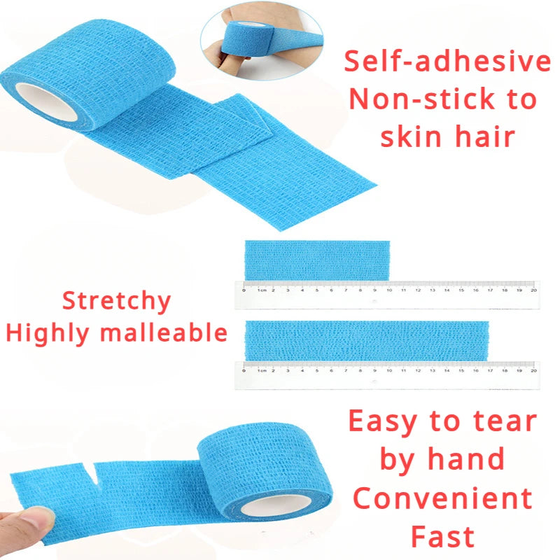 3pcs Disposable Self Adhesive Elastic Bandage 5cm*4.5m for Handle Tube Tightening Tattoo Accessories Gauze Tape First Aid Tool