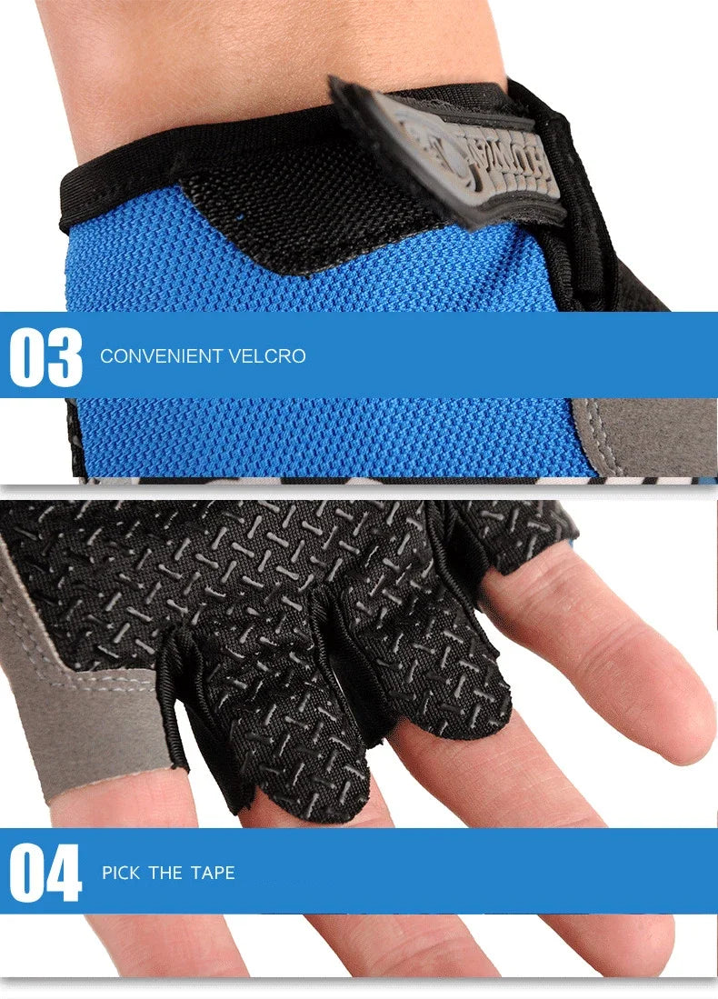 Half Finger Gloves Gym Fitness Anti-Slip Women Men Gel Pad Gloves Gym Cycling Fingerless Gloves Bicycle Accessories