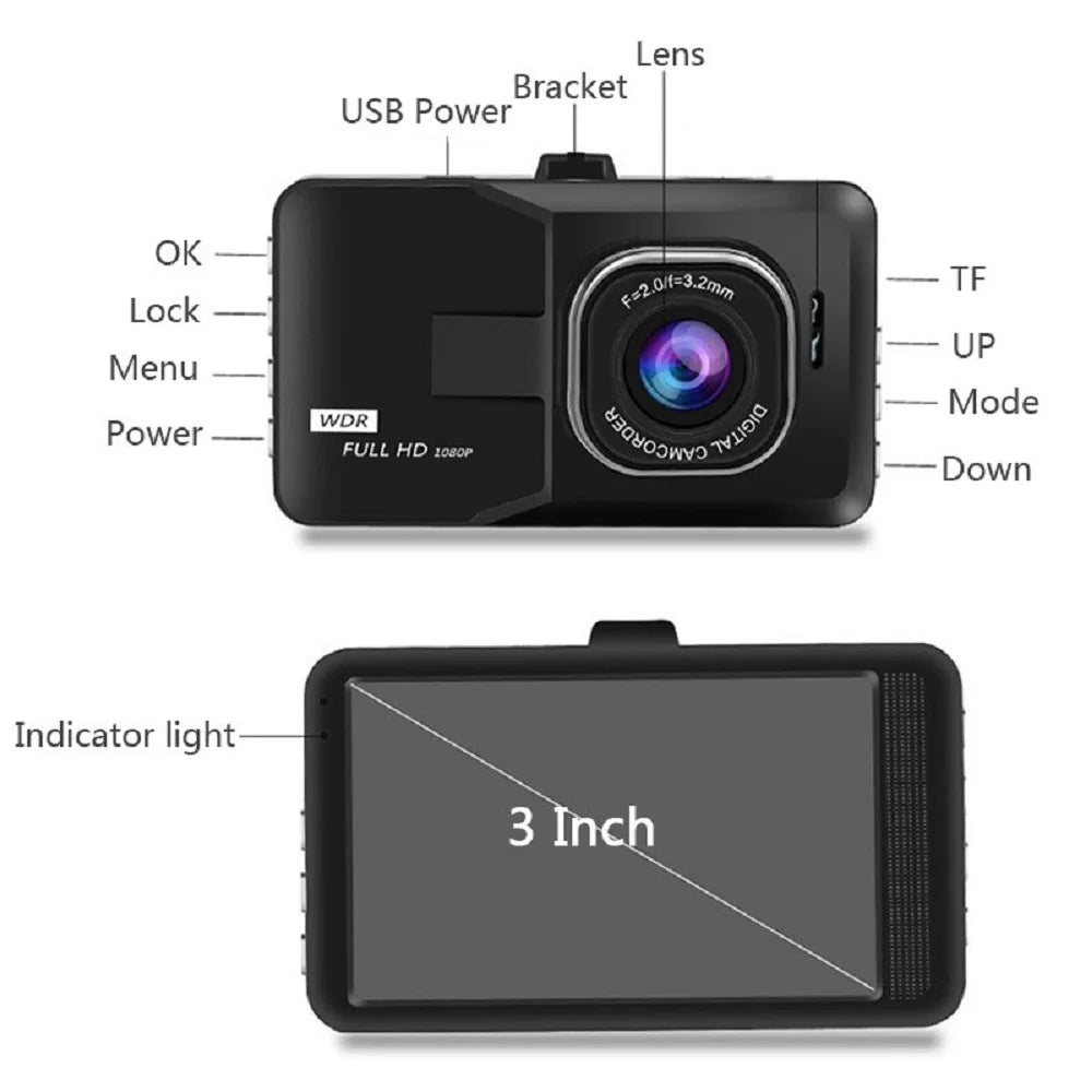 XUSHIDZ NEW 1080P HD Dash Camera Loop Recording Car Vehicle DVR Video Recorder Dashcam Night Vision 24h Parking Monitor G-sensor