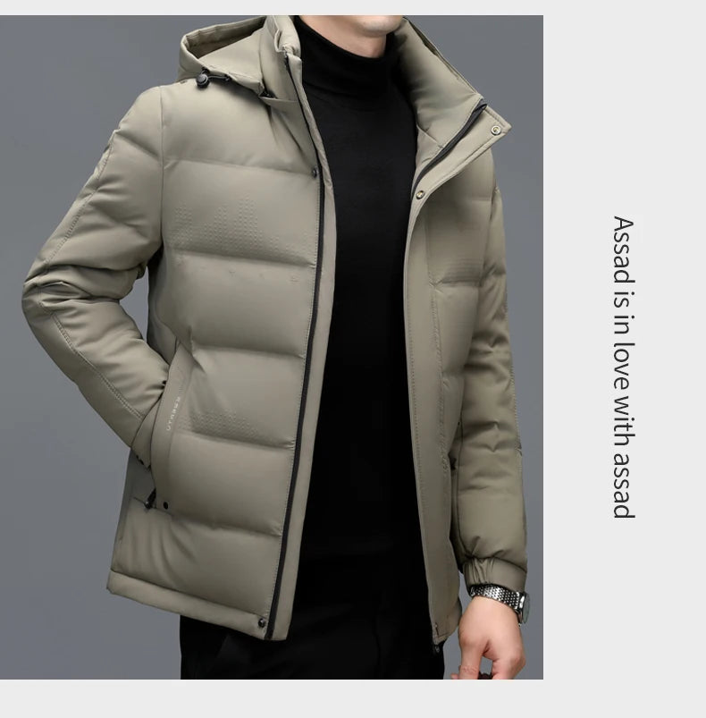 YX-2602 Winter New Men's Short Down Jacket Thickened And Velvet Warm Brand Authentic Business And Leisure White Duck Down Top