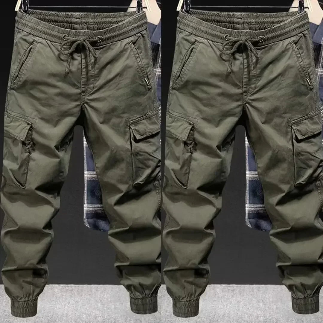 Trendy Brand Casual Cargo Pants Men's Loose Fit Solid Color Cargo Pants American Style Casual for Spring Autumn