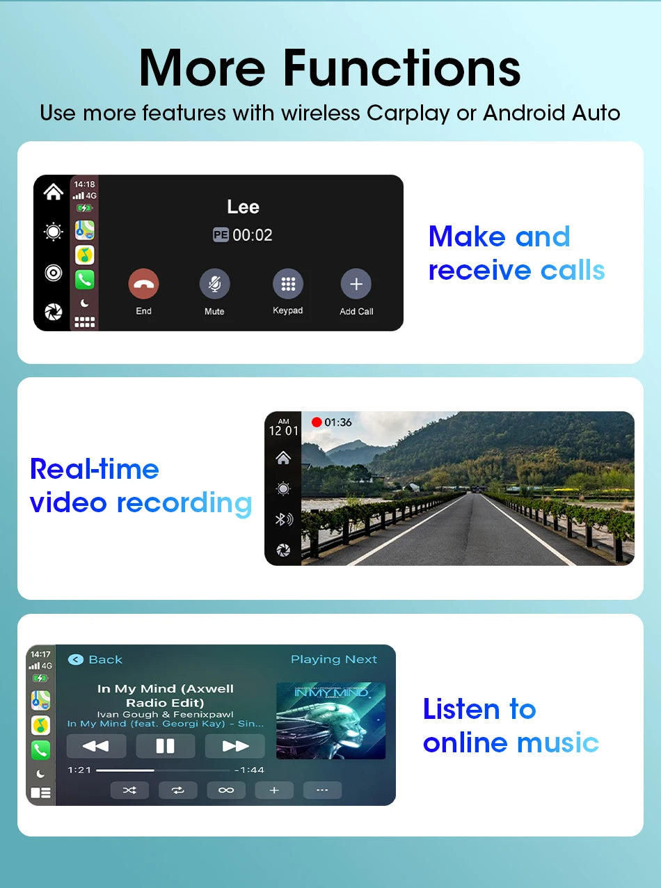 Srnubi 6.25 inch Portable Motorcycle DVR Wireless Carplay Android Auto Remote Control IP67 Waterproof 5.0 BT GPS Navigation