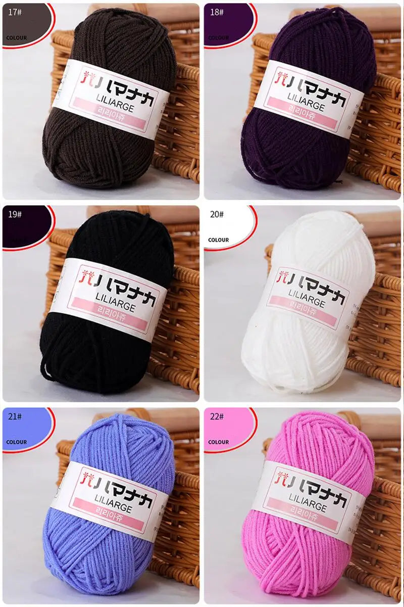 25G Baby Milk Sweet Soft Cotton Knitting Wool Yarn Thick Fiber Yarn Velvet Yarn Hand Knitting Wool Crochet Yarn for DIY Sweate