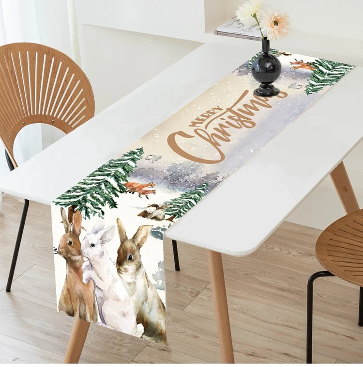 2024 Christmas Table Runners Merry Christmas Decoration for Home Tablecloth Table Cover Xmas Gifts Navidad Noel New Year 2025