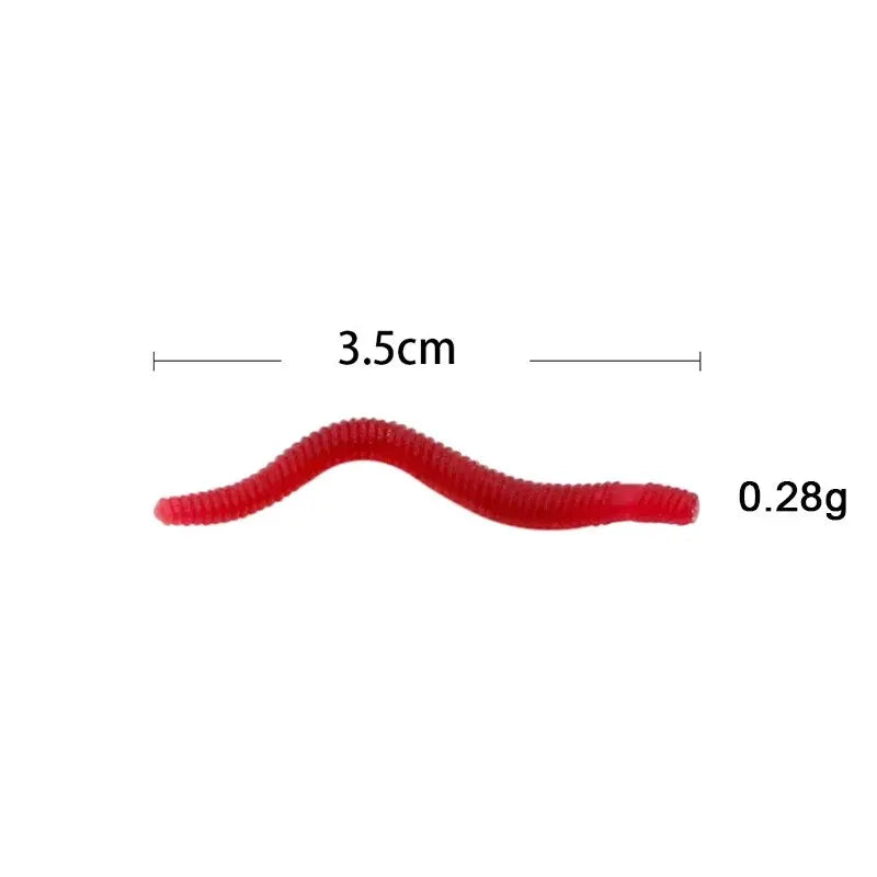 50/100PCS Soft Lure Bass Bream Bloodworm Fishing Earthworm Worm Rubber Red Worms Baits Fishy Smell Realistic Tackle