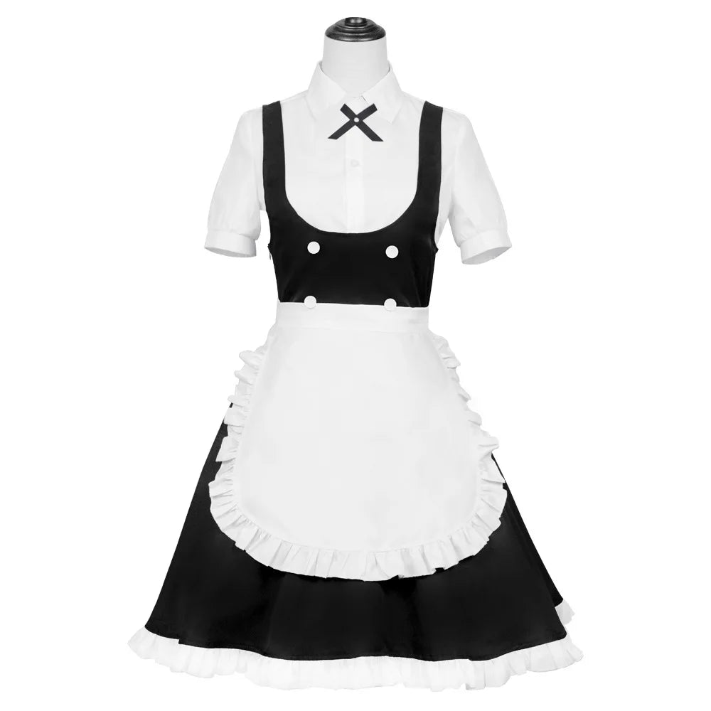 Anime CALL OF THE NIGHT Nanakusa Nazuna Cosplay Costume Unisex Cool Black White Maid Dress Wig Loli Maid Halloween Suit Adult