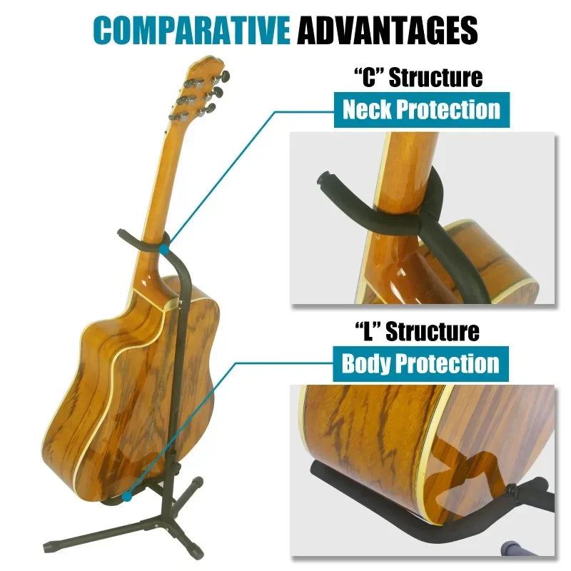 Vertical Guitar Stand Folding Liftable Folk Electric Guitar Display Stand Ukulele Pipa Bass Floor Stand Instrument Accessories