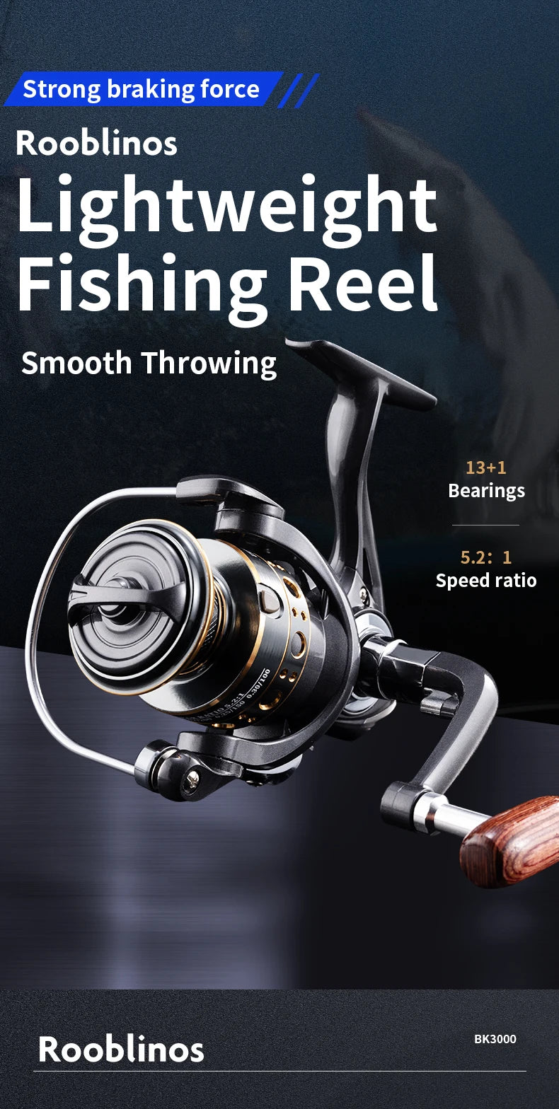 Rooblinos BK Spinning Fishing Reels For Saltwater Freshwater Metal Spool Left/Right Interchangeable Trout Carp Fishing Tackle