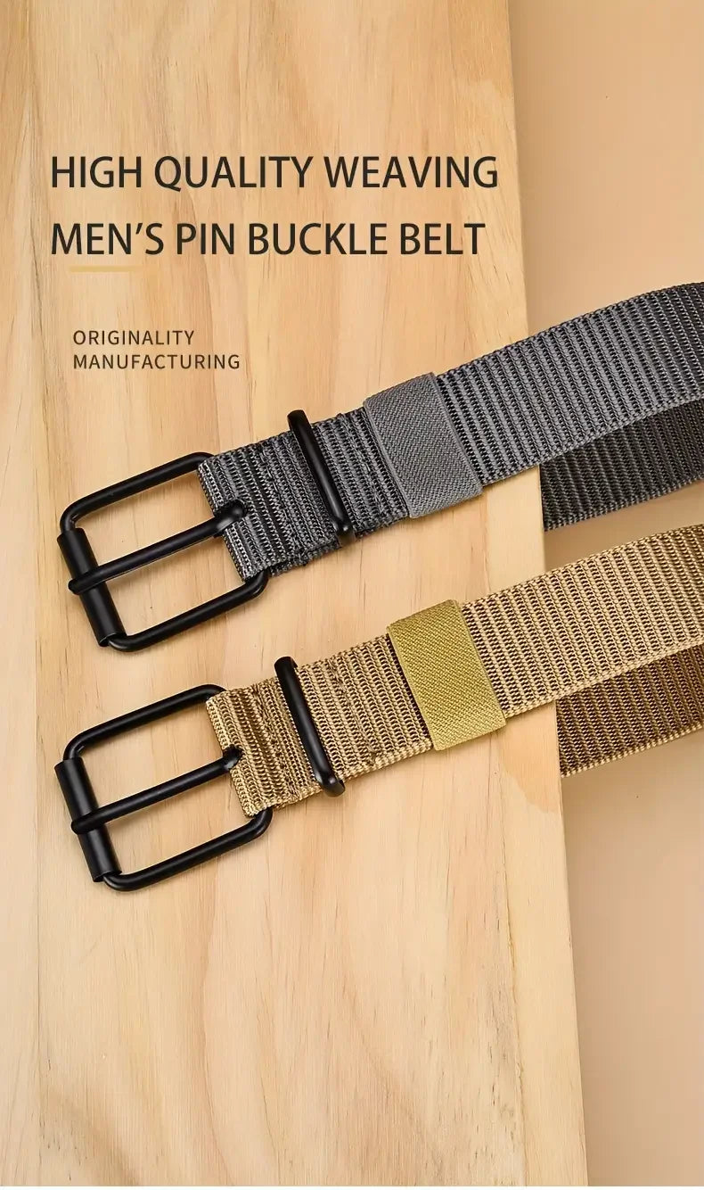 1pc Mens Durable Nylon Canvas Belt - Heavy-Duty Tactical Work Belt with Stylish Quick-Release Prong Buckle for Everyday Wear