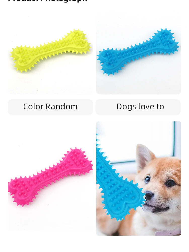 1PC Pet Chew Toy Soft Rubber Bite-resistance Bone Shape Teeth Grinding Chewing Toys for Small Dogs Training Pet Supplies