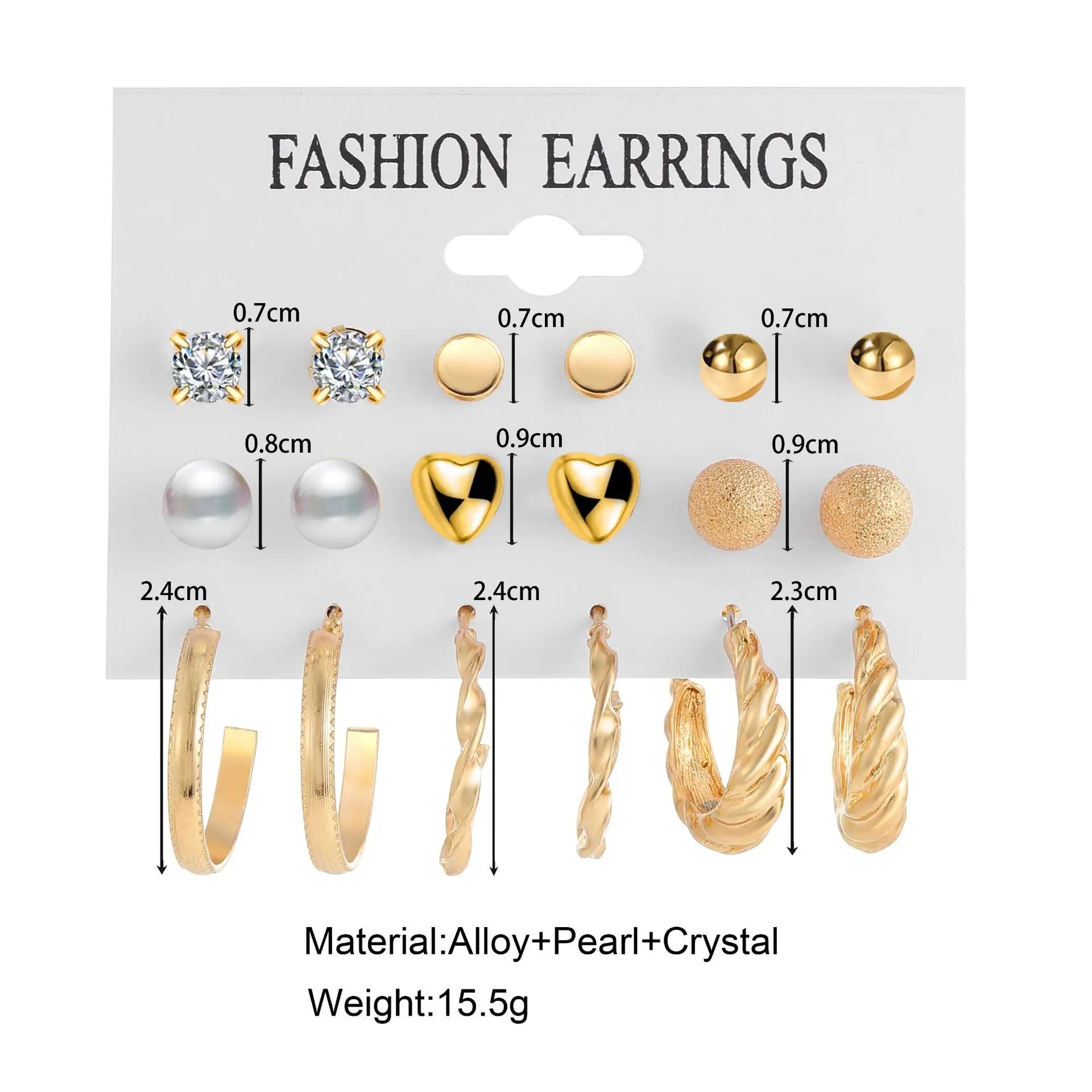 European and American cross-border new minimalist earrings wholesale creative minimalist retro pearl circle earring set 9 pairs