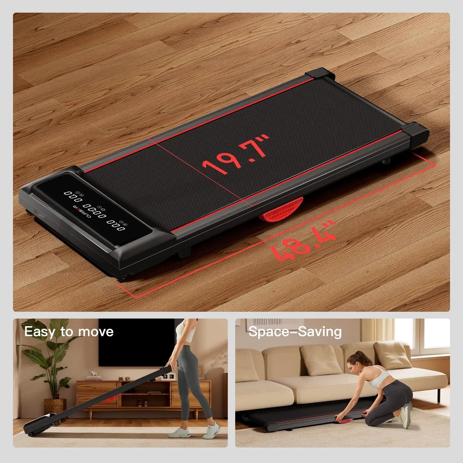 Full-Screen Display, Walking Pad for Home Small, 2.5 HP Quiet