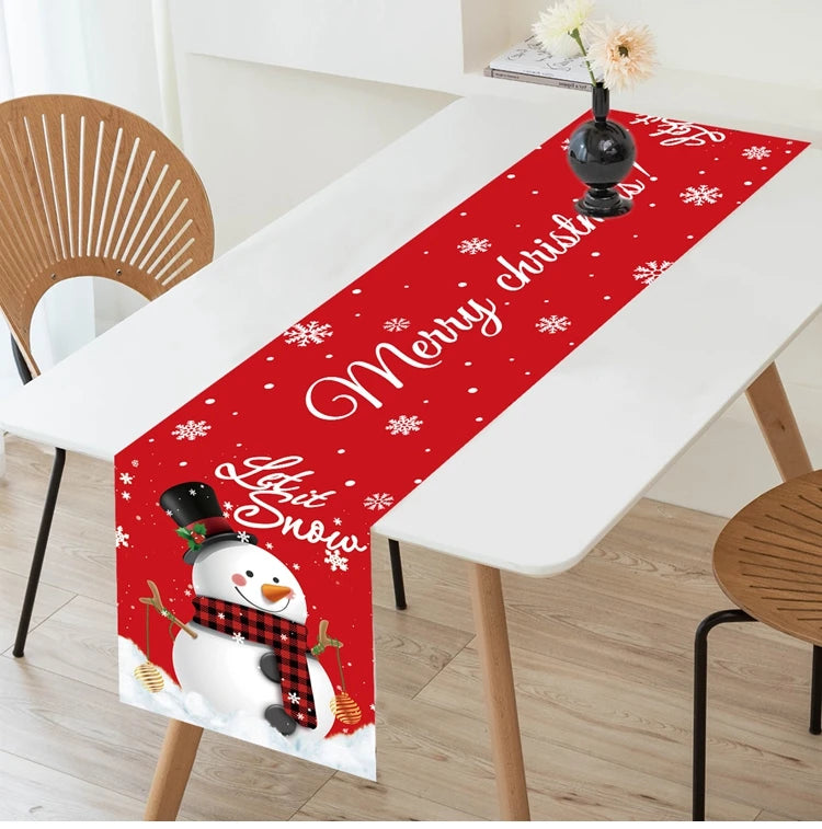 2024 Christmas Table Runners Merry Christmas Decoration for Home Tablecloth Table Cover Xmas Gifts Navidad Noel New Year 2025