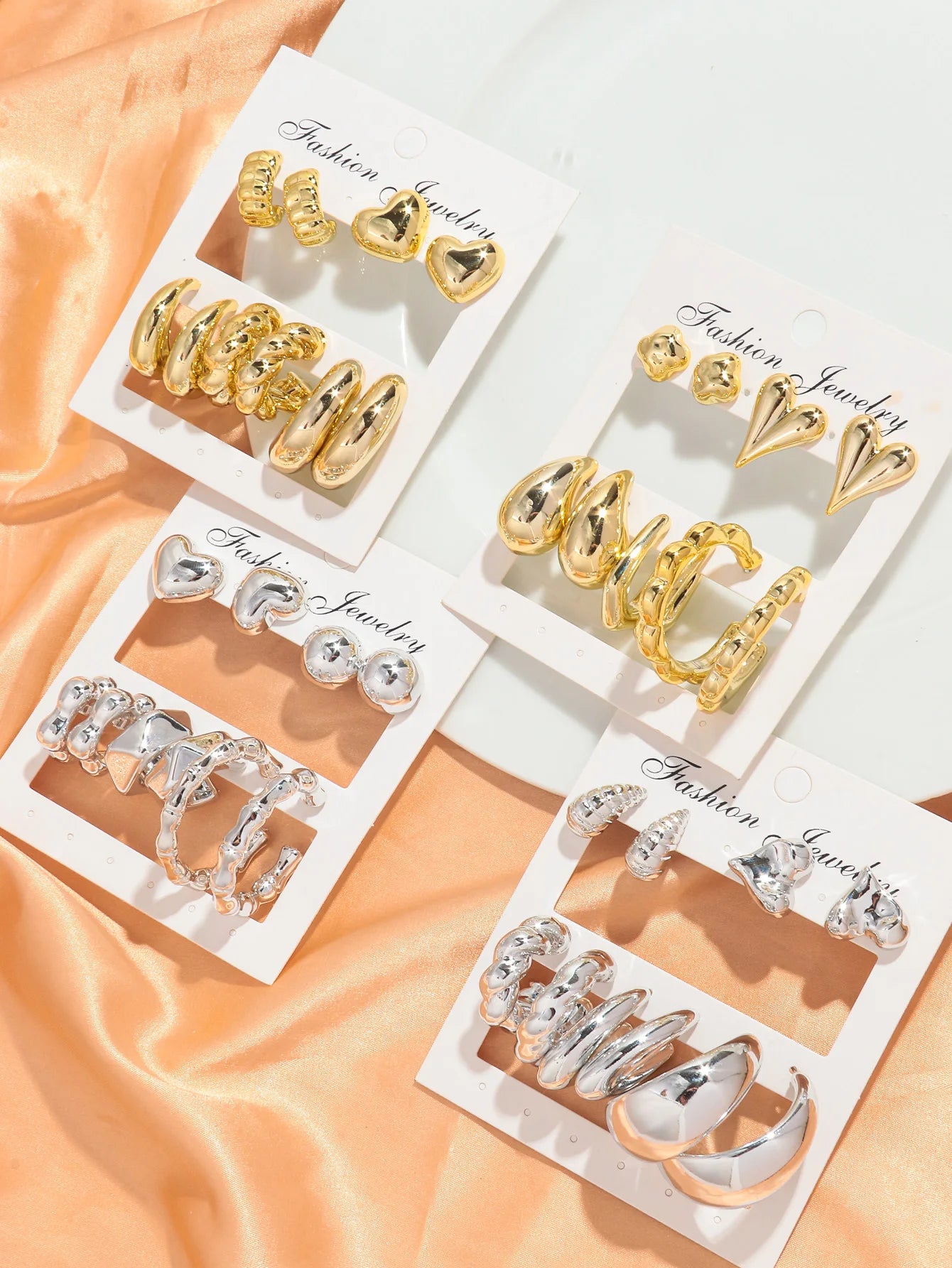 5 pairs/set Trend Acrylic Irregular Gold Color Chunky Earrings for Women Geometric Earrings 2024 Trend Jewelry