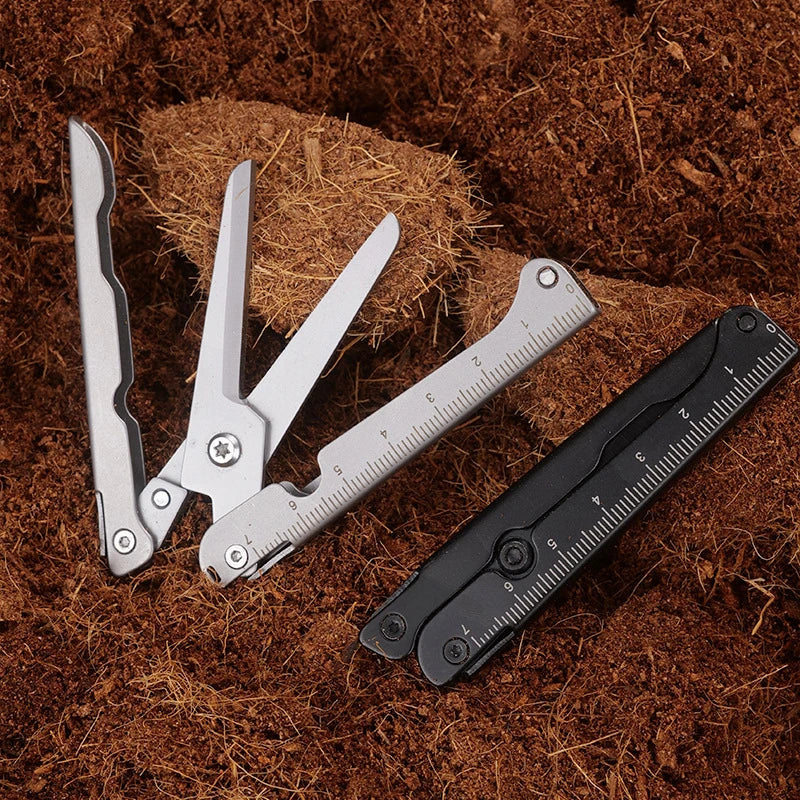 Big Scissors With Back Clip Graduated Scale Multi Functional Mini Portable Folding Scissors Combination Tool Outdoor Tools