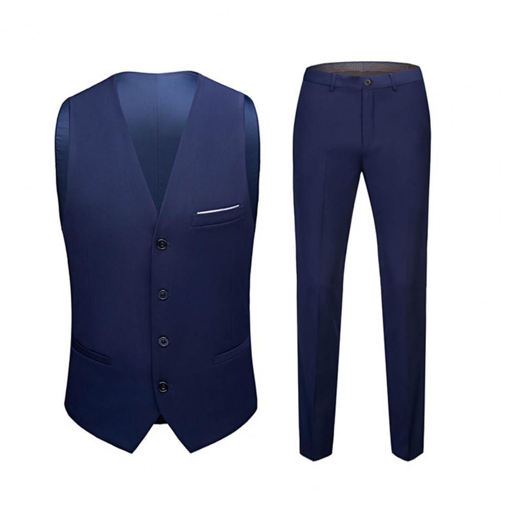 Men Suit Male Blazer Vest Pants Set Temperament Single Breasted Buttons Suit Top Pants Wedding Banquet Prom Formal Groom Suit