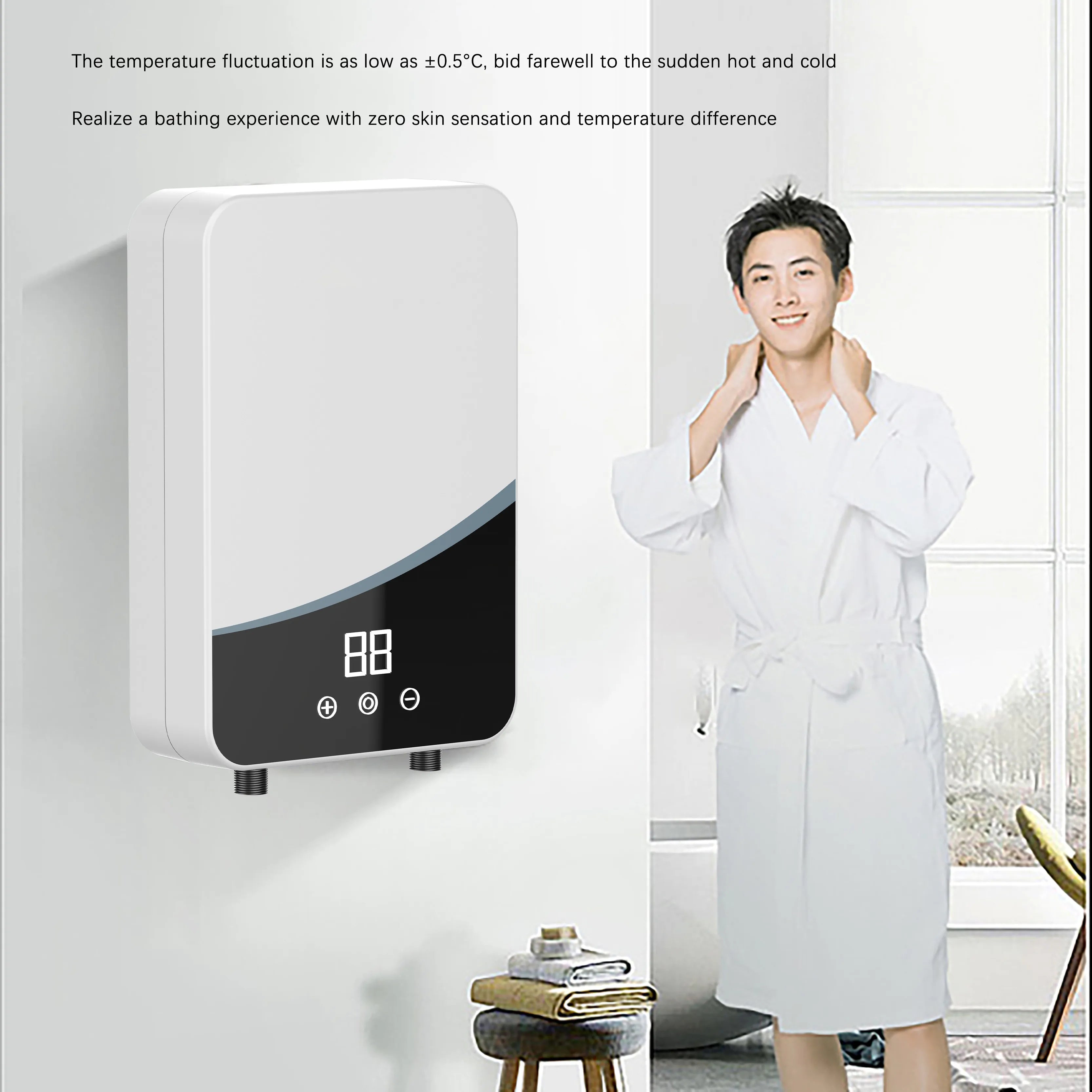 Instant Tankless Water Heater for Bathroom, 5.5kw Electric Instant Hot Water Heater with Self-modulating,Overheating Protection